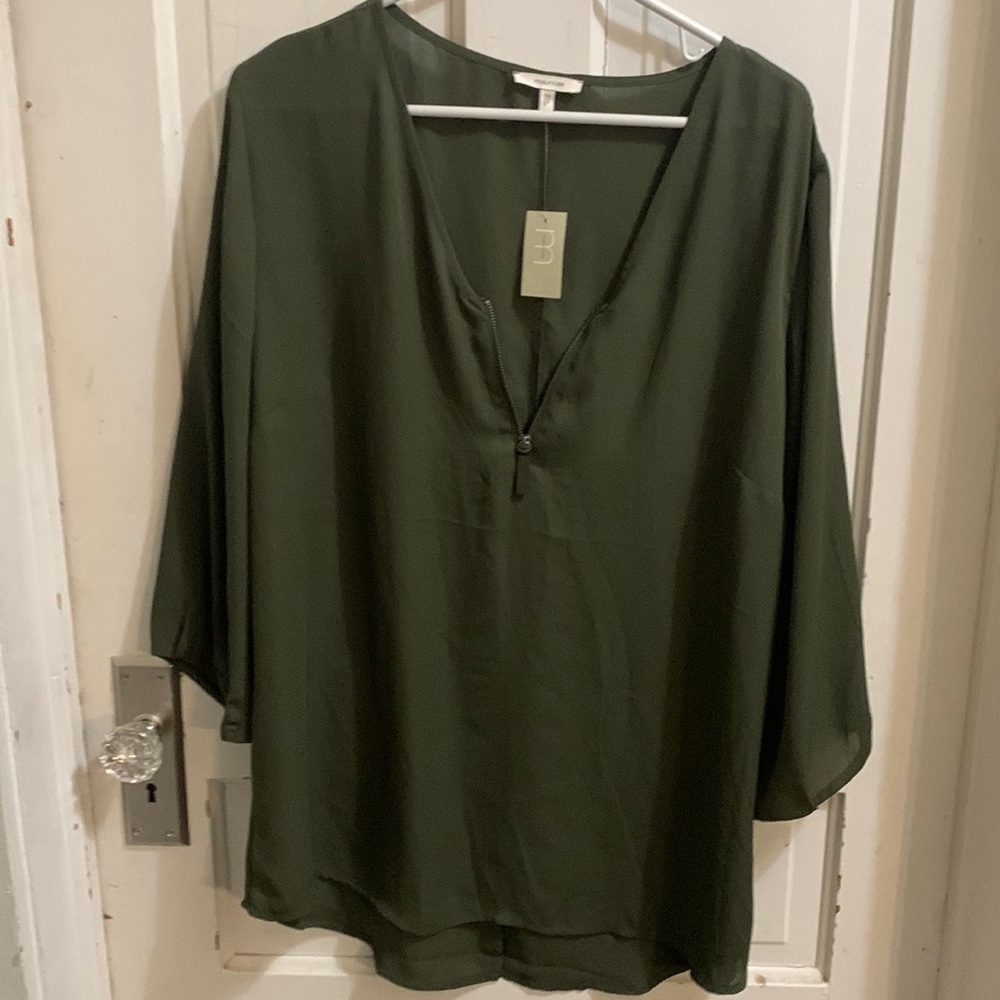 NWT Maurices army green blouse